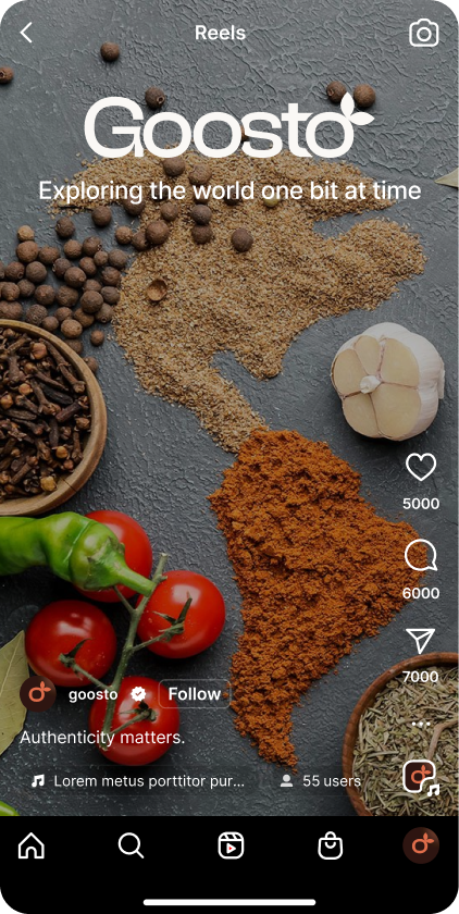 Goosto Instagram Reel with spice map and authenticity caption
