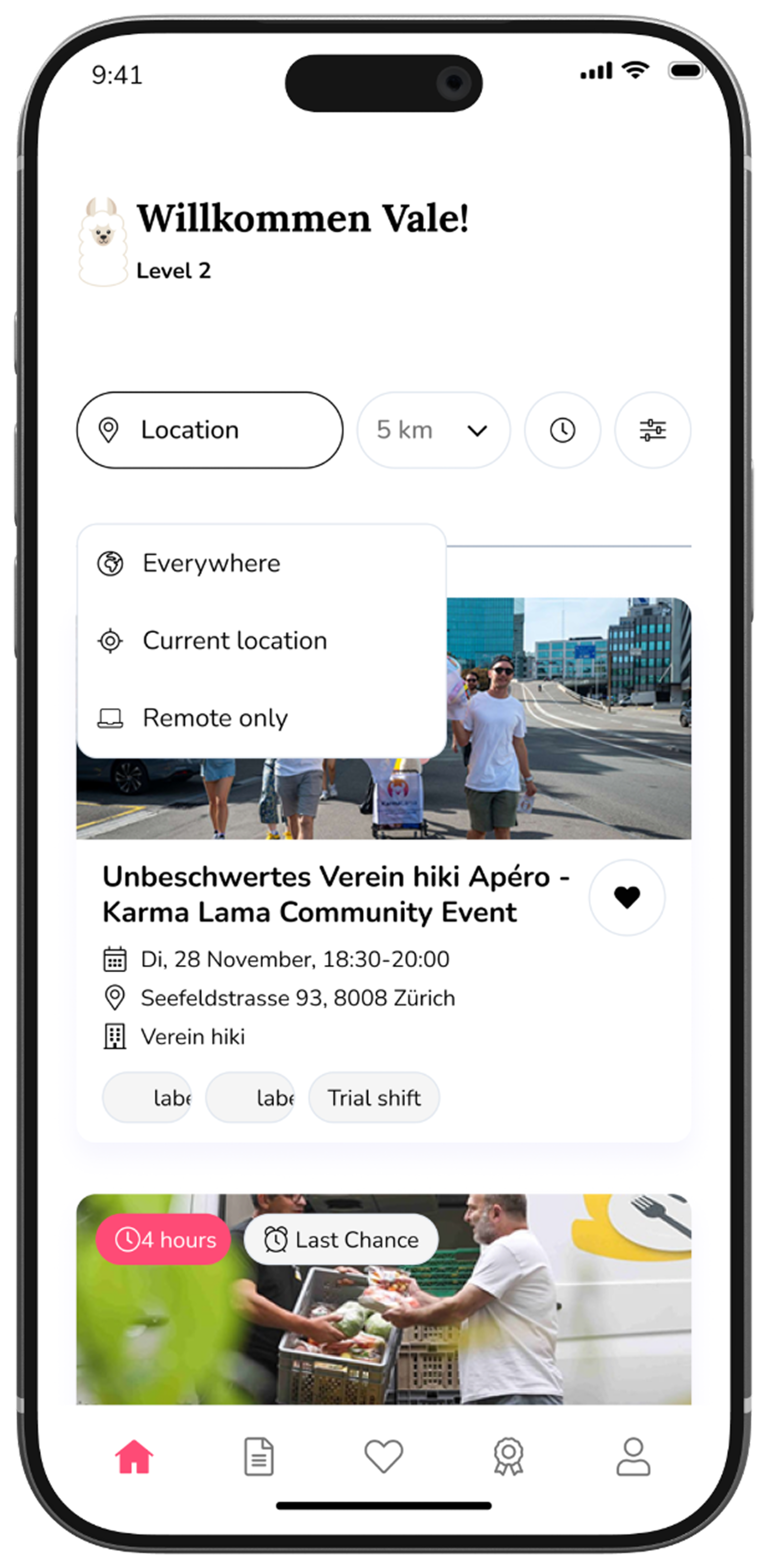 Mobile location filter with Everywhere, Current location and Remote only