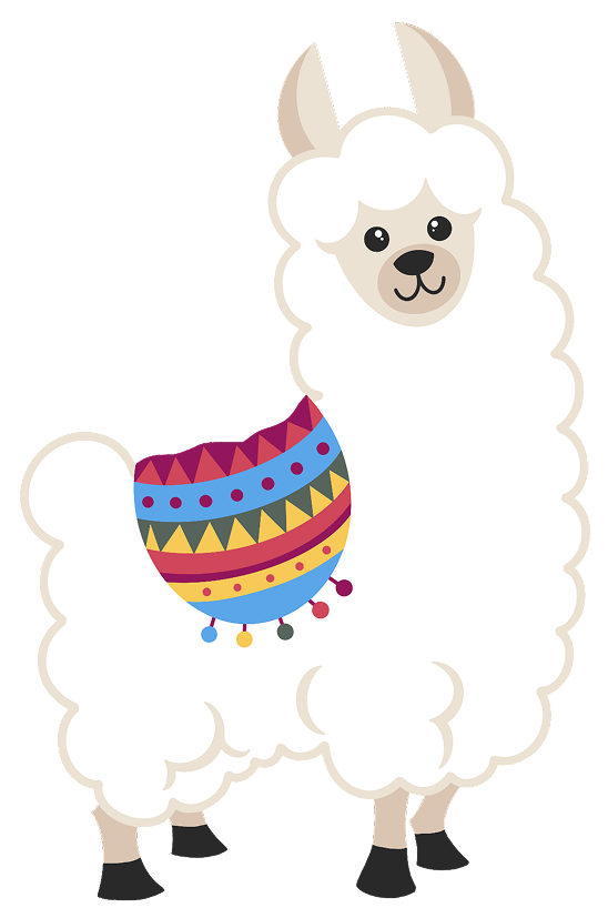 Llama illustration with a colourful saddle