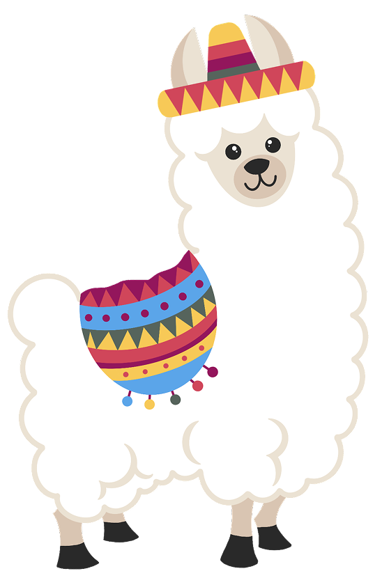 Llama illustration with saddle and hat
