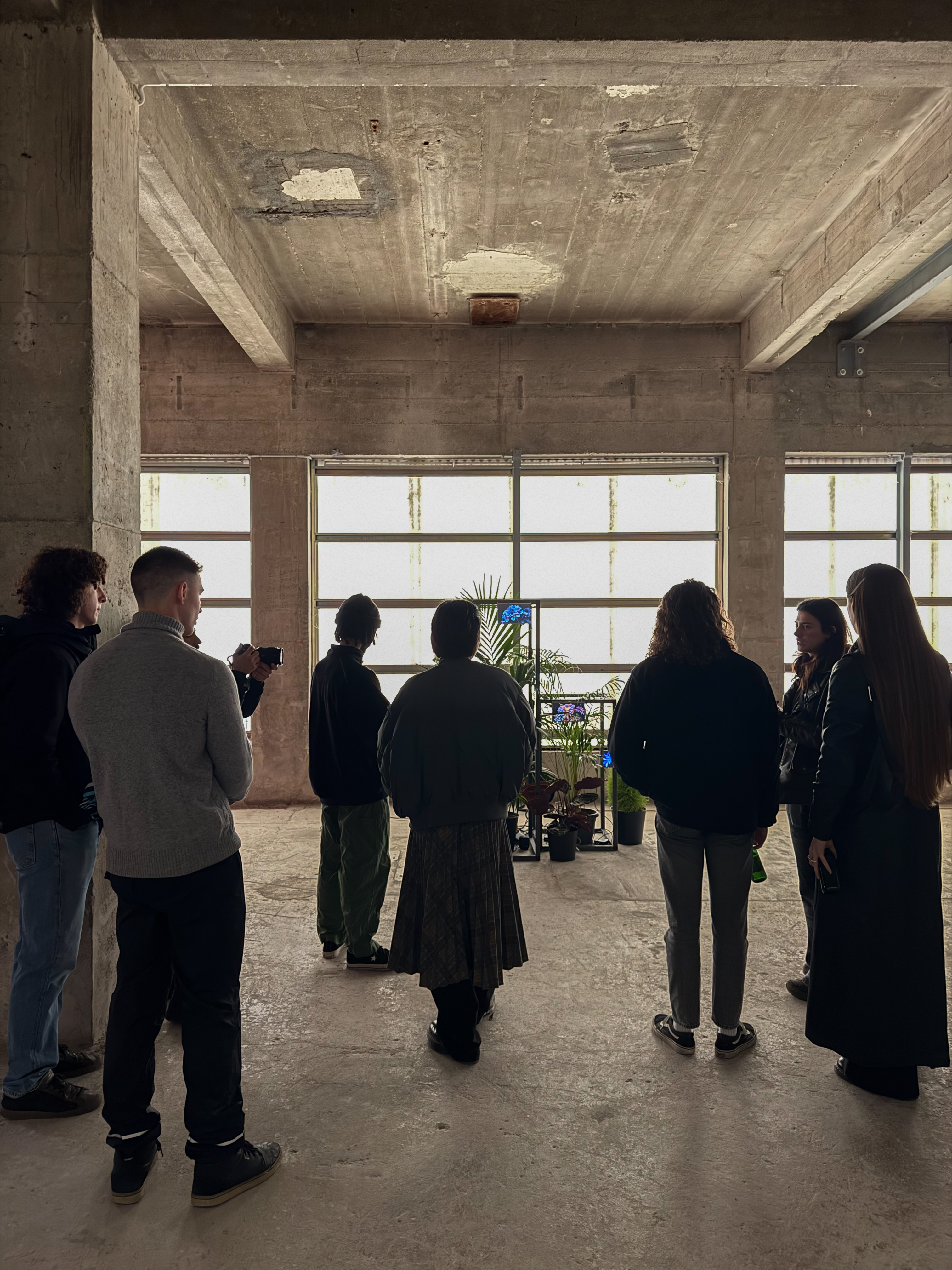 Visitors around the installation at Ex Cementificio Saceba